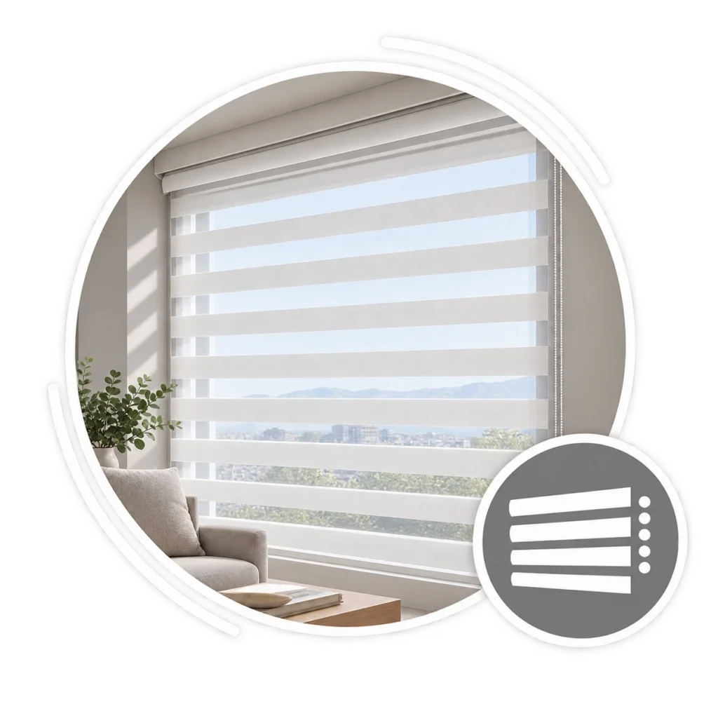 Cortina Sheer Elegance en sala moderna con control de luz y privacidad